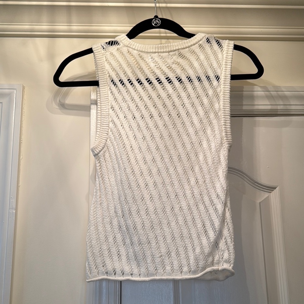 Mango White Ribbed Muscle Tee - Picture 6 of 6